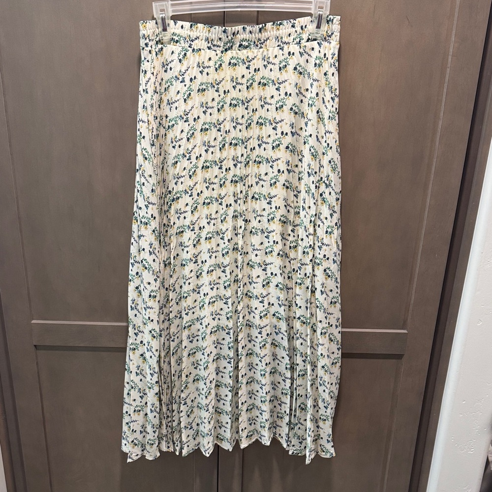Max Studio Cream Maxi Skirt with Green and Blue Floral Print